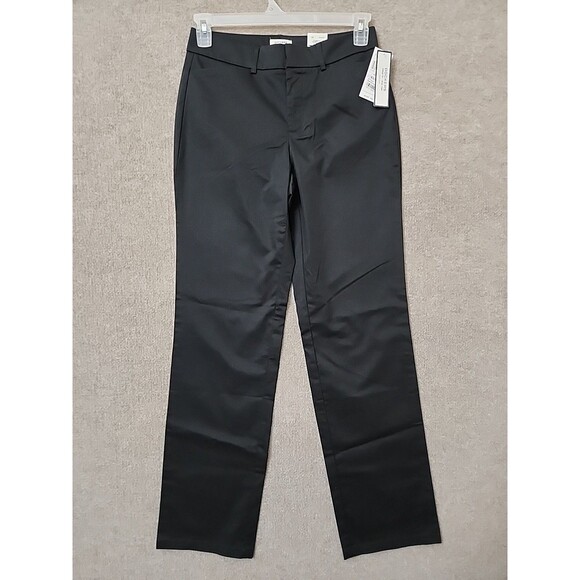 Dockers Metro Dress Pants Women 6 Long Black Ideal Fit Straight Curvy StretchNEW - Picture 1 of 10